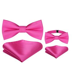 PRICES MAY VARY. 🔺【Parent-Child Set】This hot pink bow ties set including 1 adult bow tie & pocket square set + 1 child bow tie & pocket square set. It is self ties bow tie set, Save your time with a perfect knot already in place and an adjustable strap bow tie. 🎀【Exquisite Crafts】Well made, thick fabric, double-layer design creates a heavy, quality look and gentlemanly demeanor.Standard hook closure, clasp easily and come off with a flick of the metal. No worry about choking. 🎀【Perfect Gift】I Classic Pink Party Sets, Pink Bow Tie With Detachable Bow For Party, Pink Satin Bow For Black Tie Events, Pink Bow Tie For Summer Formal Events, Pink Bowtie As Gift, Classic Pink Tie With Satin Bow, Pink Butterfly Knot Bow For Summer, Classic Pink Satin Bow Tie, Pink Bow Tie For Black Tie Events