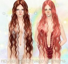 two beautiful red haired women with long wavy hair