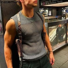 SPECIFICATIONSColor: GreySize: S,M,L,XL,2XL,3XL,4XL,5XL,Plus SizeType: Transparent Fashion Men VestsWholesale,Dropshipping: WelcomeFabric Material: 100%PolyesterBrand Name: INCERUNCollar: O-NeckPattern Type: PatchworkItem Type: topsModel Number: Men Mesh Patchwork Tank TopsStyle: CasualFabric Type: BroadclothMaterial: POLYESTERPlace Of Origin: China (mainland)Hooded: NoApplicable Scene: CASUALApplicable Season: summerTops Type: TANK TOPSCN: GuangdongOrigin: Mainland ChinaGender: MEN {custom} Size:S,M,L,XL,2XL,3XL,4XL,5XLFabric Material:100%PolyesterColor:GreyOccasion:LeisurePattern:PatchworkProduct Description:Men's Mesh Patchwork Sleeveless Tank Tops Patchwork Tank Top, Mens Vest Fashion, Queer Fashion, Transparent Fashion, Clothing Summer, Vest Fashion, Summer Outfits Men, Men's Knit, Pride Shirts