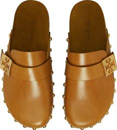 Tory Burch Mellow Stud Mule (Women) | Nordstrom Fawn Colour, Miller Sandal, Caramel Corn, Designer Flats, Metal Straps, Mule Sandals, Footwear Design Women, Blue Suede, Metallic Logo