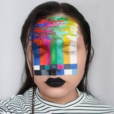 📺NO SIGNAL📺 Get inspired by my amazingly talented friend @minghui.psd and created this mess. Also my first attempt to play with texture 😄… Paint Makeup, No Signal, Face Paint Makeup, Fx Makeup, Stage Makeup, Crazy Makeup, Creative Makeup Looks