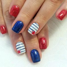 Labor Day Nails, Patriotic Nails Design, Patriotic Nails, Pretty Fingers, Easy Nail Designs, 4th Of July Nails, July Nails, Nail Salons, Street Nails