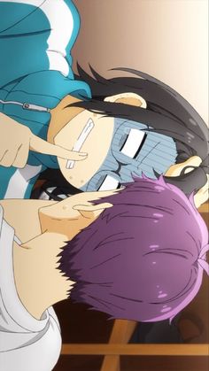 two anime characters are hugging each other