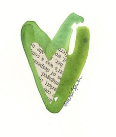 a drawing of a green heart with words written in the shape of a letter v