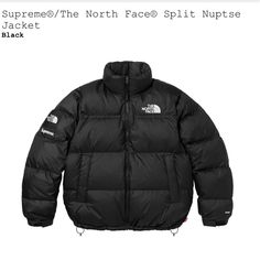 This Listing Is For A Brand New Sold Out Supreme The North Face Split Nuptse Jacket In Black Size Medium, The Order Is Confirmed (Please Check The 2nd Picture For Proof ), This Item Will Ship Once It’s Received. North Face Supreme, Stylish Hoodies, Men's Coats And Jackets, Mens Coats, The North Face, Mens Jackets, Coats Jackets