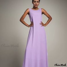 Olivia Mark - Chic and Minimalist Double-Layered Chiffon Sleeveless Maxi Dress in Solid Color Color Minimalist, Pocket Maxi Dress, Dress With Pleats, Basic Skirt, Floor Length Gown, Chiffon Maxi Dress, Patchwork Dress, Minimalistic Design, Embellished Dress