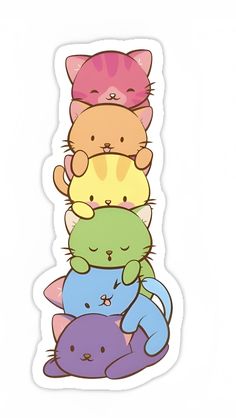 a group of cats sitting on top of each other in the shape of a sticker