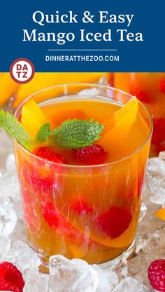 This mango iced tea is a blend of black tea, mango nectar and honey with fresh fruit for garnish. A quick and easy drink that's perfect for a hot day! Mango Nectar Recipes, Mango Iced Tea, Mango Tea, July Recipes, Scrumptious Food, Superfood Salad, Delicious Drink Recipes, Mango Recipes, Honey Tea