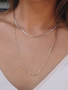 Mixing metals like a pro with our silver snake chain and gold vintage chain. Unique Mens Bracelet, Womens Necklaces Silver, Plain Necklace, Mixing Metals, Women's Necklace, Vintage Chain, Necklace Ideas, Beautiful Diamond Rings, Necklace Layering