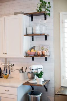 the kitchen is clean and ready to be used as a coffee bar or breakfast bar