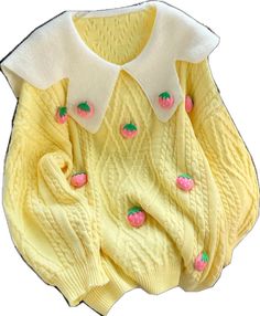 Strawberry Knit, French Yellow, Sweaters Winter, Knit Sweaters, Pan Collar, Peter Pan Collar, Peter Pan, Collar, Yellow