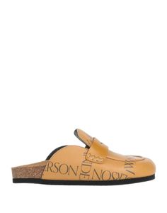 Calfskin.textured leather, no appliqués, logo design, leather backing, round toeline, flat, rubber sole, contains non-textile parts of animal origin, mules model Color Ocre, Platform Flats, Womens Mules, Jw Anderson, Womens Clogs, Mule Clogs, Womens Slippers, Shoe Collection, Boat Shoes