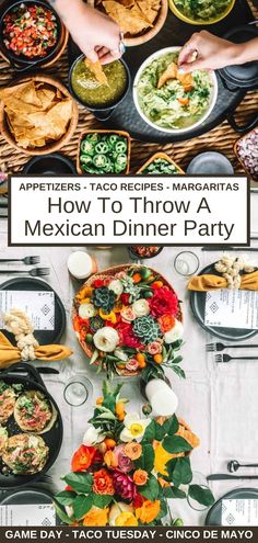 Learn how to throw a Casual Mexican Dinner Party with an easy guacamole appetizer board, simple taco recipes, and pitcher perfect margaritas!