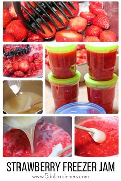 Strawberry Freezer Jam Recipe - $5 Dinners Easy Strawberry Freezer Jam, Freeze Strawberries, Leftover Strawberries, Strawberry Freezer Jam, Freezing Fruit, Canned Strawberries, Freezer Jam Recipes, Freezer Cooking Recipes, Homemade Jams