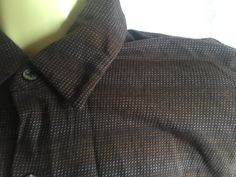 "Brown long sleeved top by DKNY. 100% Cotton weave dark brown blouse with rows of subtle tan and light blue pin dots. Button up front, collared and tailored looking. Says size S, but measures 20\" across middle so I would think it would fit a medium. Very soft material, super comfy! Please take a look at my storefront at: https://www.etsy.com/shop/FabFinds42?ref=seller-platform-mcnav I have a wide selection of one-of-a-kind items, from clothing and toys to home decor and gift items, and I add ne Brown Long Sleeve Flannel Shirt, Winter Brown Cotton Blouse, Brown Long Sleeve Cotton Blouse, Brown Cotton Long Sleeve Blouse, Long Sleeve Brown Cotton Blouse, Long Sleeve Cotton Blouse In Brown, Fitted Brown Winter Blouse, Fitted Brown Blouse For Winter, Brown Fitted Shirt For Fall