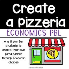 a poster with the words create a pizzaria and an image of a small building