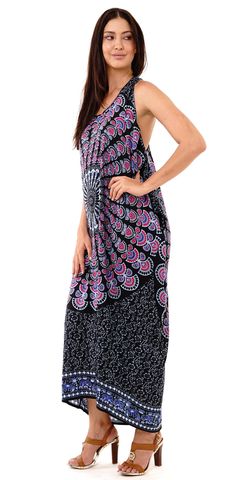 Finally, your new favorite oversized summer dress is here! The comfortable and lightweight material makes this dress ideal for a sunny day out on the town, on a cruise, or even toss over your swimsuit for a fun bohemian long swimsuit cover up. Racerback design Mandala print﻿ Made of soft lightweight rayon Machine wash cold, low tumble dry Summer Beach Halter Neck Midi Dress, Flowy Midi Dress For Beach Vacation, Summer Halter Neck Midi Dress For Beach, Summer Midi Dress For Poolside, Halter Neck Midi Dress For Beach Season, Beachwear Halter Neck Midi Dress As Beach Cover-up, Bohemian Halter Neck Maxi Dress For Summer Outings, Bohemian Sundress For Vacation Poolside, Bohemian Sundress For Poolside Vacation