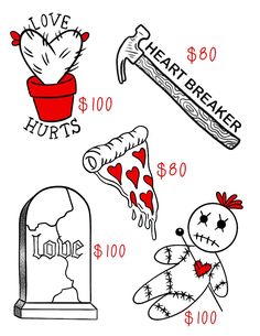 four different types of valentine's day stickers