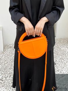 BirdinBag - Textured Round Handbag: Stylish and Versatile Shoulder Bag with Personality Orange Crossbody Bucket Bag, Casual Orange Handheld Bag, Large Capacity Orange Shoulder Bag For School, Trendy Large Capacity Orange Bags, Orange Handheld Bag With Detachable Handle, Orange Bag With Top Carry Handle For Errands, Orange Satchel Bucket Bag For Daily Use, Orange Double Handle Bag For Errands, Orange Crossbody Shoulder Bag With Top Carry Handle