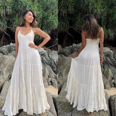 Boho Wedding Dresscotton Maxi Dressdeep V Neck Maxi - Etsy White Flowy Lace Dress, Bohemian Tiered Cream Maxi Dress, Bohemian Cream Tiered Maxi Dress, Tiered Cotton Maxi Dress For Beach, Anthropologie White Dress, White Flowy Maxi Dress, Flowy Lace Dress, Maxi Dress Beach, Casual Beach Wedding