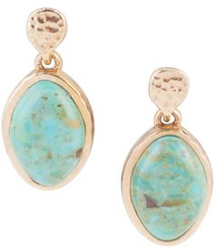 From Barse&#x2C; these earrings feature: Drop earringsGenuine turquoise stonesBronze metalSterling silver post closureApprox. 0.75" L; 0.375" W&#x2C; at widest pointNatural stones may vary and be unique to each piece. Crafted and finished by hand.Imported. Dressy Earrings, Stone Drop Earrings, Turquoise Drop Earrings, Genuine Turquoise, Drop Earring, Turquoise Earrings, Dillard's, Turquoise Stone, Handcrafted Jewelry