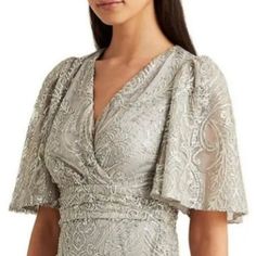 Ralph Lauren Silver Sequin Elbow Sleeve Dress Evening Blouse. Stunning!! Approx Measurements: Pit-To-Pit 19", Waist 16", Length 25". Fast Shipping .9 Day Average Thanks For Visiting My Closet Elegant Ruffle Sleeve Evening Blouse, Elegant Evening Blouse With Ruffle Sleeves, Ralph Lauren V-neck Party Dress, Elegant Party Blouse With Flutter Sleeves, Elegant Flutter Sleeve Party Blouse, Elegant Ralph Lauren Dress With Ruffles, Elegant Tops With Ruffles And Butterfly Sleeves, Elegant Short Sleeve Cocktail Tops, Elegant Short Sleeve Party Blouse