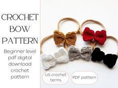 crochet bow pattern for beginners to make their own hair clips or bows