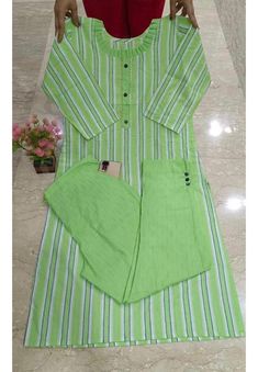 Name: Kurti set  Kurta Fabric: Khadi Cotton Bottomwear Fabric: Khadi Cotton Fabric: Khadi Cotton Sleeve Length: Three-Quarter Sleeves Set Type: Kurta With Bottomwear Bottom Type: Pants Pattern: Striped Net Quantity (N): Single Sizes: M, L, XL, XXL, XXXL Best quality khadi kurta sets in women fashion Green Cotton Kurta For Summer, Summer Green Cotton Kurta, Cotton Kurta For Summer, Fitted Cotton Kurta For Summer, Traditional Pista Green Sets For Summer, Traditional Pista Green Summer Sets, Traditional Summer Straight Kurta Sets, Casual Multicolor Lawn Suit For Spring, Fitted Multicolor Cotton Pant Set