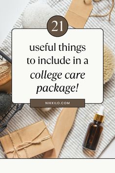 some items that are on top of a table with the words useful things to include in a college care package