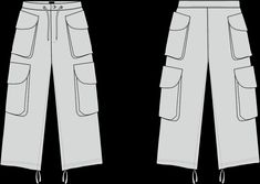 Cargo Pants Mockup vector for fashion designers, tech pack designers, and clothing brand owners. Compatible for Adobe Illustrator, Photoshop, and Procreate. Cargo Pants Illustration, Cargo Pants Mockup, Men Branding, Pants Mockup, Clothing Templates, Texture Graphic Design, 3d Fashion, Tech Pack, Wearable Tech