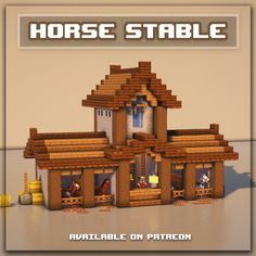 a house that is made out of wood and has the words horse stable on it