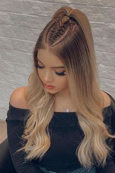 Beauty and Makeup: #beauty, #makeup, #skincare, #haircare Short Hairstyles Ideas For Prom, Cute Jr Bridesmaid Hairstyles, Hairstyles With Braids And Curls Half Up, Cute Hair Colors 2023, Hair Ideas Homecoming, Straight Hair With Braids On Side, Cute Hair For Homecoming, Crossover Hairstyles, Cute Hair Styles 2023