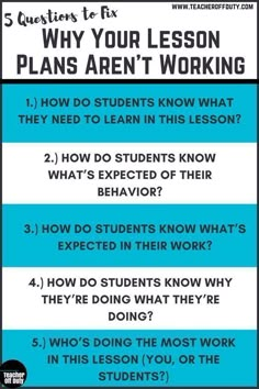 a blue and white sign that says, why your lesson plans aren't working