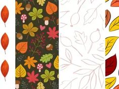 three different patterns with leaves on them and one has an orange, green, yellow, red