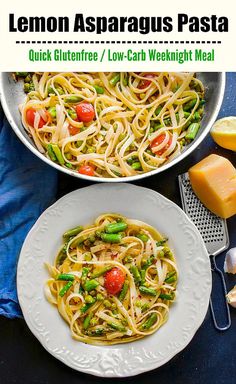 lemon asparagus pasta with quick gluten free / low - carb weight meal