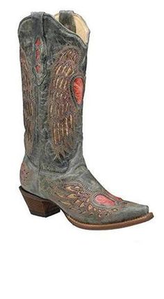 CORRAL Women's Black/Antique Saddle Wing and Heart Inlay Snip Toe Boot – Jeb's Western, Work, and Outdoor Wear