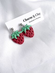 If you are a strawberry lover then these are perfect for you!!  Handmade with a lot of love and care in Wyoming, Usa.  Every order comes with a free large sticker, customized handwritten name and note and extremely cute customized packaging.  All earrings are light weight and extremely hypoallergenic stainless steel backs. Perfect for every occasion Earrings For Teachers, Clay Earrings Ideas, Earrings Strawberry, Strawberry Earrings, Customized Packaging, Clay Inspo, Earrings To Make, Teachers Gifts, Earrings Ideas