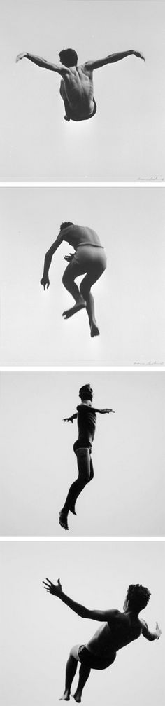 four different images of a person doing tricks in the air with their arms and legs