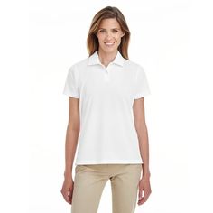 Team 365 Ladies' Command Snag Protection Polo - TT21W, Team 365, TT21W, WHITE, S, Polos, Cheap Womens Polo Shirts Bulk Wholesale;Moisture Wicking, 4.42 oz./yd2 / 150 gsm, 100% polyester snag-protection piqu with moisture-wicking, anti-microbial, UV protection performanc; Integrated collar stays; Side slits; Cationic dyes for superior brightness and excellent color-fastness Gender: female.  Age Group: adult. Collar Stays, Polo Shirt White, Fabric Collars, Alternative Outfits, Polo Shirt Women, Straight Pants, Short Sleeve Polo, Polo Shirts, Sports Shirts