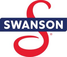 the swanson logo is shown in blue and red