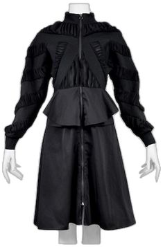 Black Cocktail Outerwear For Fall, Black Coat Dress, Vintage Balenciaga, Peplum Coat, Black Dress Coat, Slim Aarons, Azzedine Alaia, Black Peplum, John Galliano