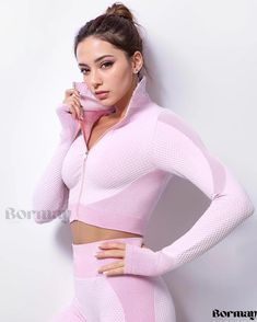 Bormay - Ultimate Performance Seamless Yoga Top – Moisture-wicking, Stretchable Long Sleeves, Ribbed Texture for Enhanced Running and Fitness Journey Pink Fitted Activewear For Light Sports, Fitted Pink Activewear For Light Sports, Breathable Purple Tops For Sports, Fitted Pink Activewear With Thumbholes, Functional Pink Stretch Top, Functional Stretch Pink Tops, Pink Long Sleeve Activewear Sportswear, Pink Long Sleeve Sportswear Activewear, Pink Compression Workout Top