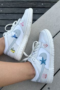 Custom hand-painted sneakers featuring tropical designs like starfish, lemons, and a hummingbird. Perfect for adding a beachy vibe to your look! Click to shop your pair. #CustomSneakers #TropicalStyle #HandPaintedShoes