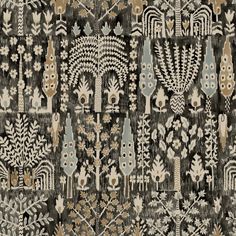 an old rug with many different designs on the side and sides, all in black and white