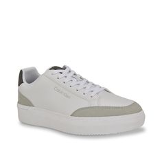 Calvin Klein-Blaven Sneaker Bring extra style to your casual outfit with the Calvin Klein Blaven sneaker. Calvin Klein logo detailing on the side and footbed reflect the authentic style of the lace-up sneaker, designed in a low-top silhouette. Urban Low-top Sneakers With Branded Insole, Urban Low-top Sneakers, Modern Gray Sneakers With Contrast Sole, Gray Sporty Sneakers With Perforated Toe Box, Urban Synthetic Sneakers With Branded Insole, Gray Lace-up Sneakers With Textured Sole, Urban Lace-up Skate Shoes With Cushioned Footbed, Gray Sneakers With Contrast Sole For Jogging, Gray Sneakers With Vulcanized Sole For Light Sports