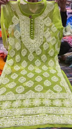 Attractive Chikankari Lucknow georgette kurta which gives a elegant look for a party which comes with free cotton inner with 3/4th sleeves Length 46 inches Pista Green Spring Kurta With Cutdana, Summer Long Sleeve Georgette Traditional Wear, Designer Summer Kurta With Cutdana, Spring Festive Kurta With Cutdana Detail, Designer Cutdana Kurta For Summer, Summer Designer Wear Kurta With Cutdana, Summer Straight Kurta With Cutdana, Spring Festive Kurta With Cutdana, Summer Straight Kurta With Zari Work