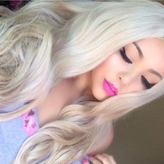 24” Blonde Body Wavy Lace Front Wig *New Arrives New Human Synthetic Lace Front Wig. Color : Pale Light Blonde Color 150% Density You Can Cut , Curl , And Style This Wig Heat Resistant Up To 315f 22.5 In Circumference Hand Tied - Check My 5 Star Reviews You Could Cut The Front Lace To Blend As Your Own Hairline I Do Not Trade My Wigs Bundle With The Got2b Ultra Gel Or Ghost Bond To Save 10% Off $$$ Emo Blonde, Beautiful Teeth, Wig Color, Money On My Mind, White Blonde, Lingerie Outfits, Light Blonde, Synthetic Lace Front Wigs, Blonde Color