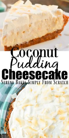 coconut pudding cheesecake with whipped cream on top