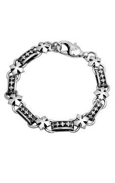 .925 sterling silver Height: 3/4'' Width: 1/2'' Depth: 1/8'' Handmade In USA Chrome Hearts Bracelet, Chrome Hearts Jewelry, Cross Bracelets, Mens Silver Jewelry, King Baby, Mens Bracelet Silver, Jewelry Accessories Ideas, Local Jewelry, Silver Chain Bracelet