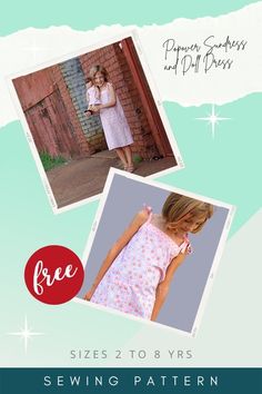 the sewing pattern for this girls'dress is available in sizes 2 to 8yrs